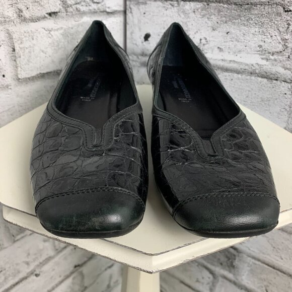 Vintage Roberto Capucci Croc Embossed Black Patent Leather Square Toe Loafer - Picture 4 of 10